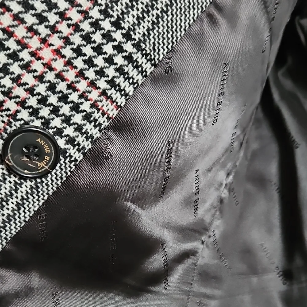 Anine Bing Size S Black and White Checkered Blazer